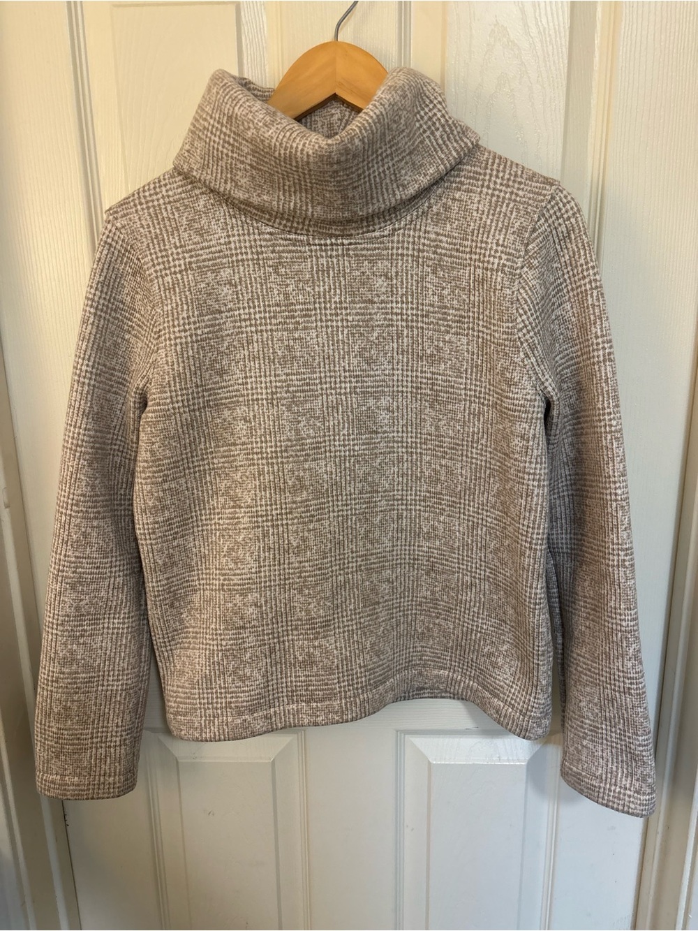 J.Crew Plaid Turtleneck Sweater S — Cozy Neutral Check Knit Fall Essential - Picture 2 of 7